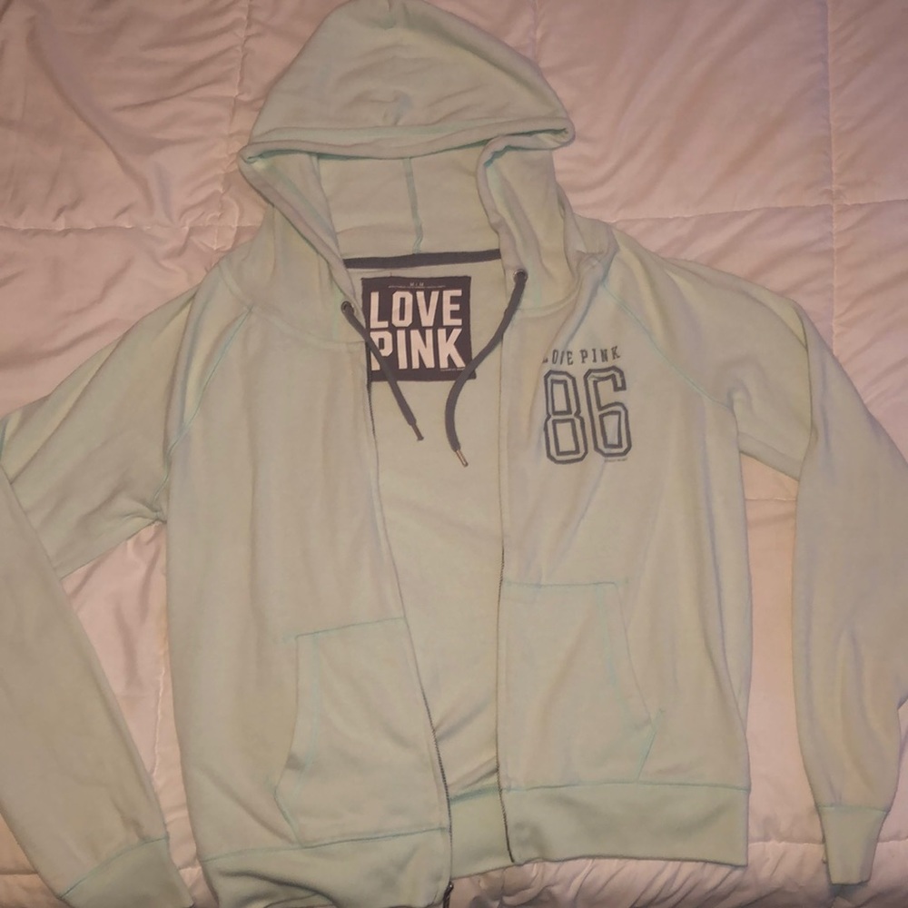Mint green original Pink zip up hoodie